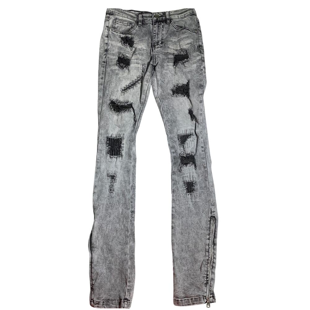 Reelistik NYC Gray Distressed Ankle-Zip Jeans Men’s 29 — Y2K, Streetwear,Casual